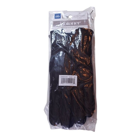 NWT Isotoner Men's Genuine Leather Gloves Size M Black SmarTouch $90 - Picture 2 of 6